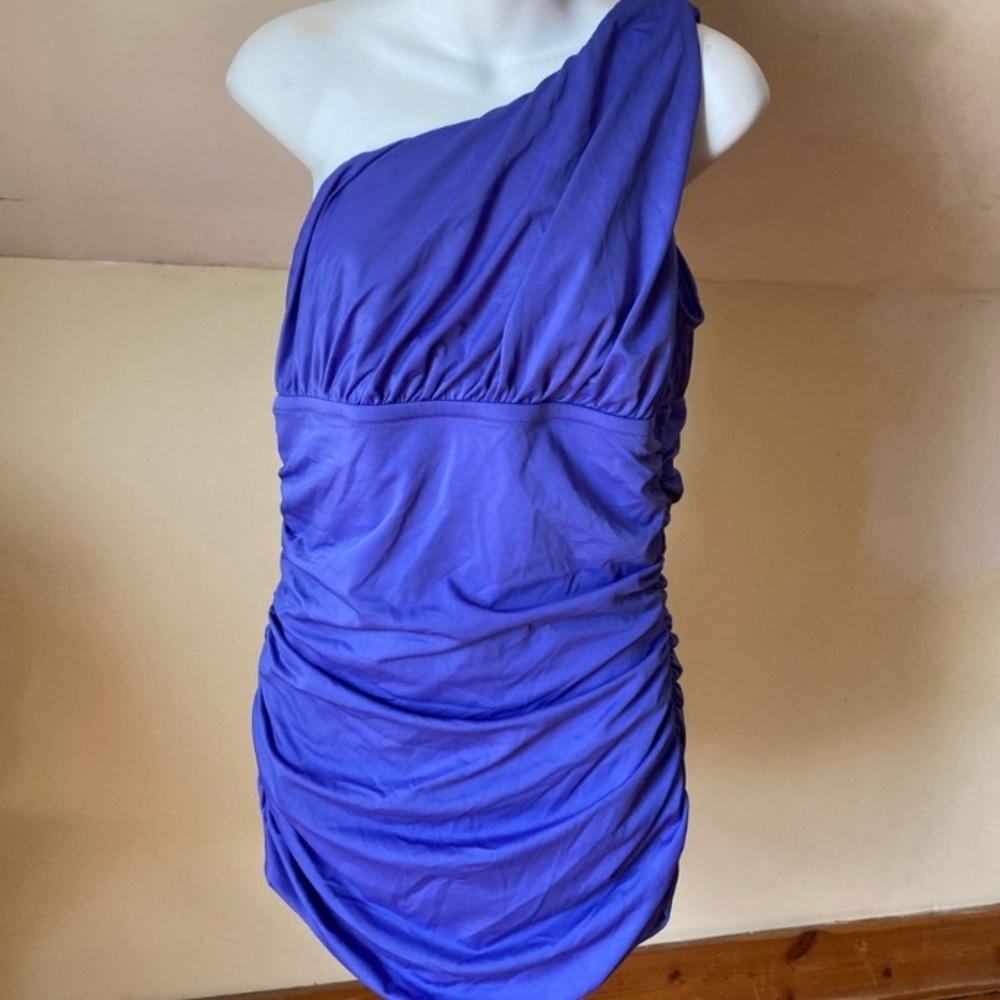 J. Crew one shoulder swim suit. Super flattering!